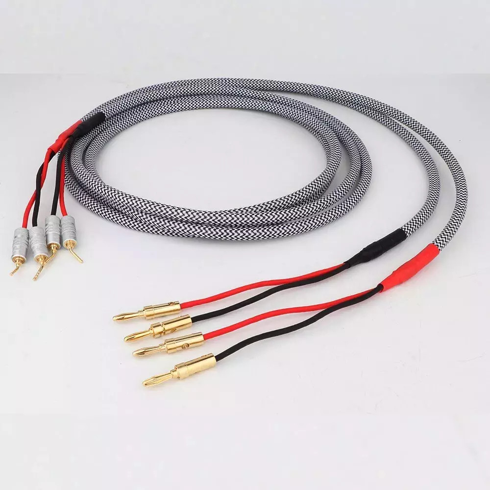 Pair 4N OFC High-end Audio LoudSpeaker Cable and Banana plug for Amp DVD player