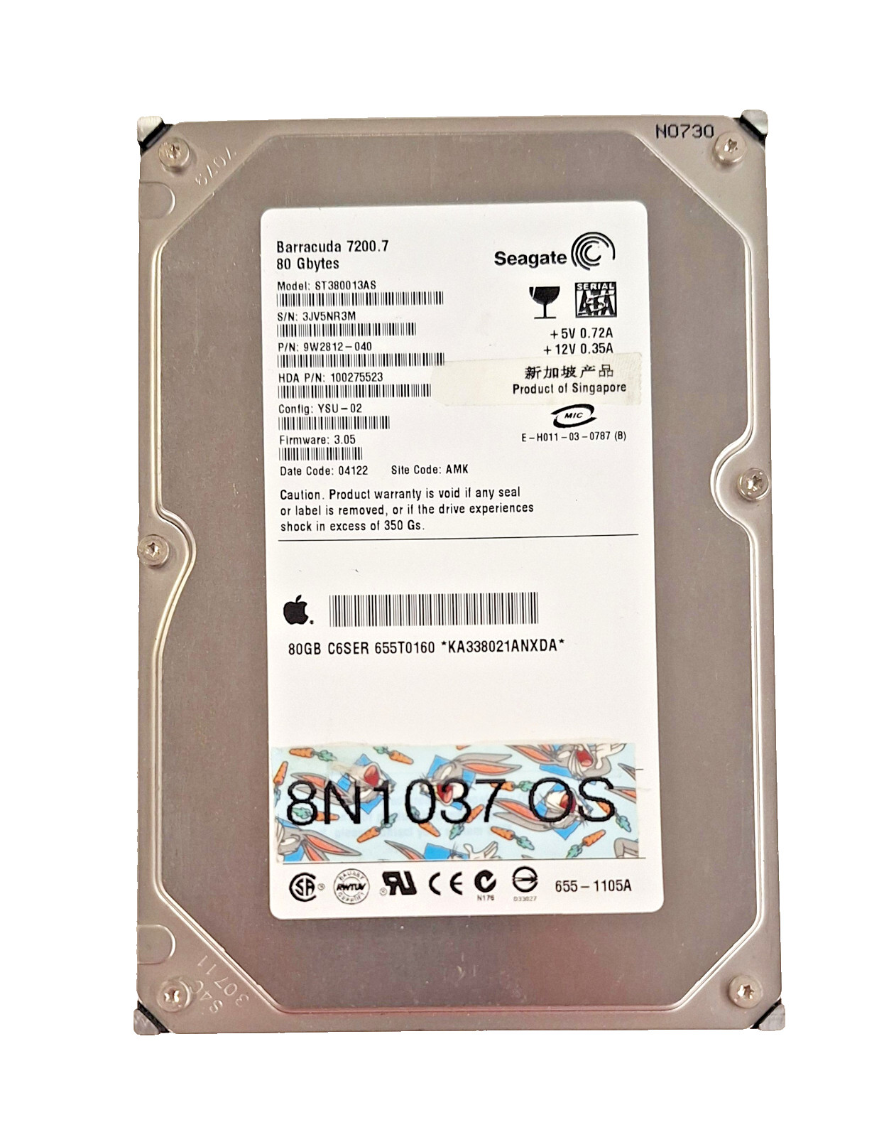 Seagate ST380013AS 80GB 7200 RPM SATA Apple HARD DRIVE