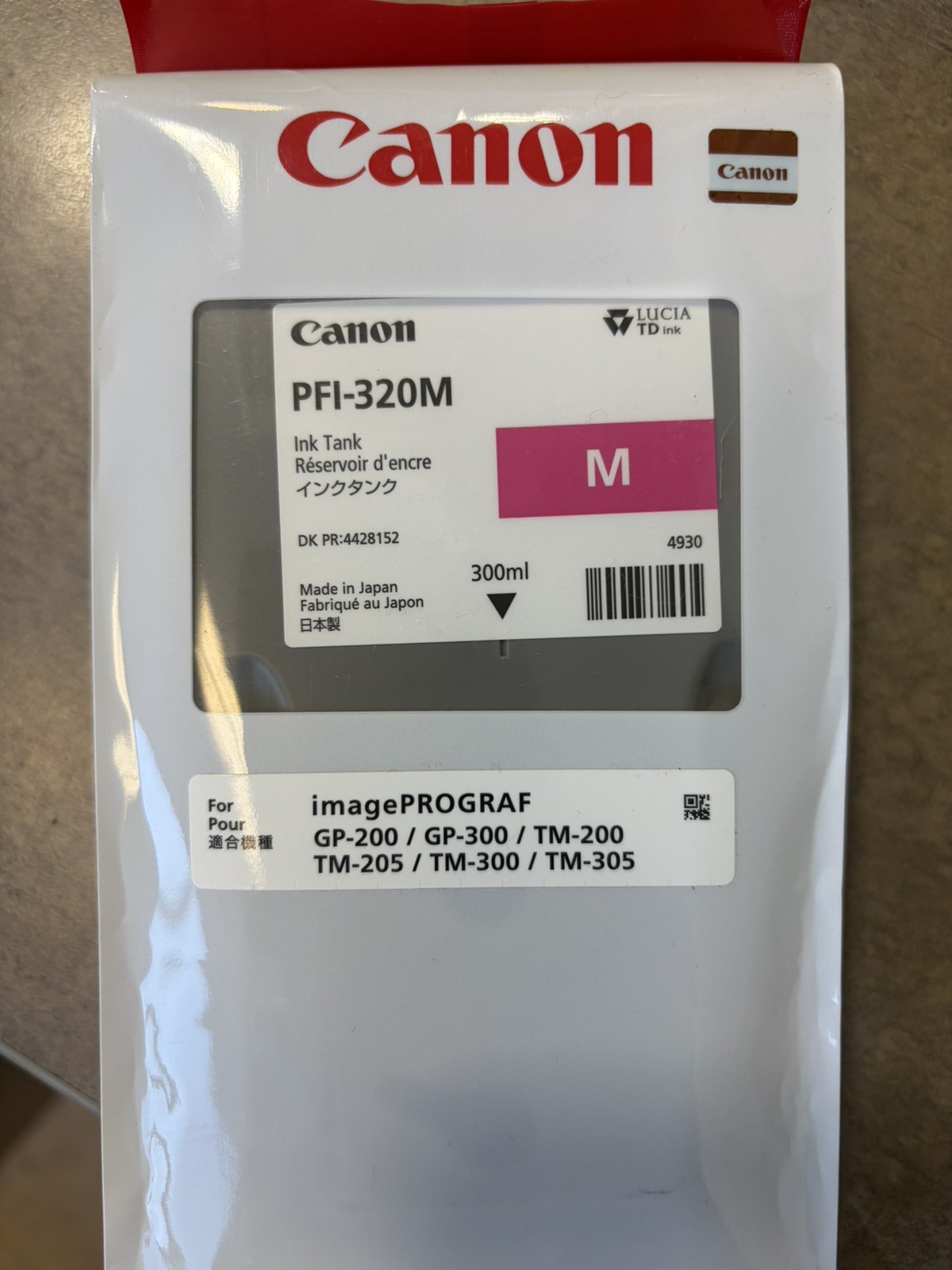 Genuine Canon PFI-320M MAGENTA Ink Tank GP-200 GP-300 TM-200 TM-300 NEW 01/2028