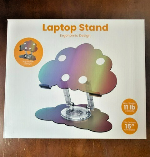 Vivitar Acrylic Laptop Stand Purple Ergonomic &  Cloud Iridescent Design, New