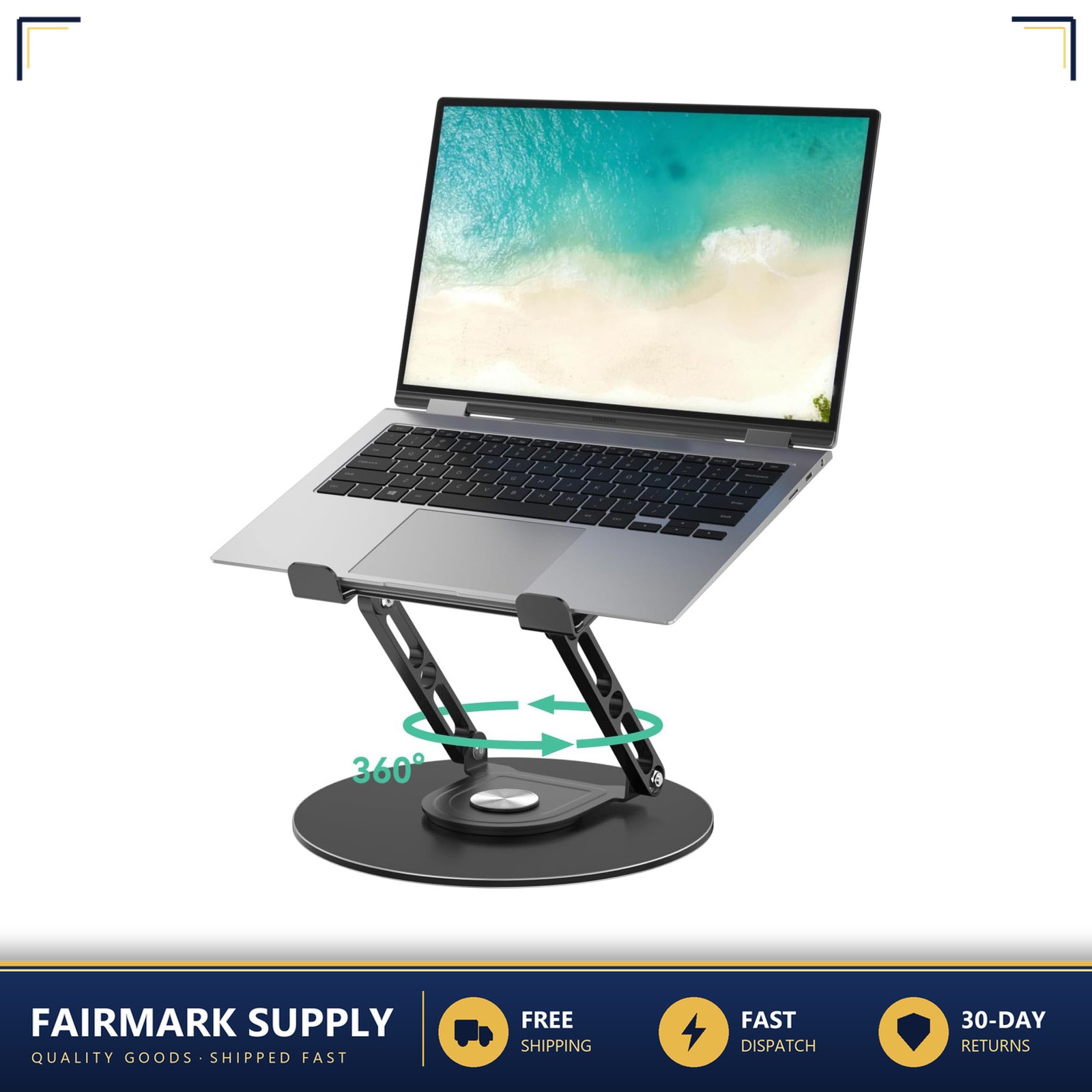 Laptop Stand for Desk Adjustable 10-16 Inch with 360° Rotatable Base