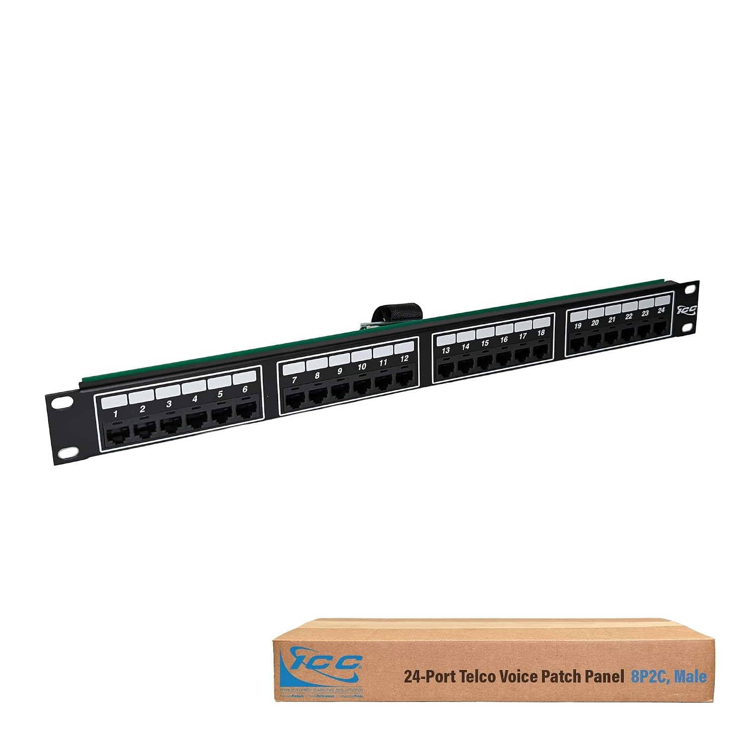 24 Port Male 8P2C Amphenol Voice Patch Panel 1U 19 Inch Rackmount 24 Port