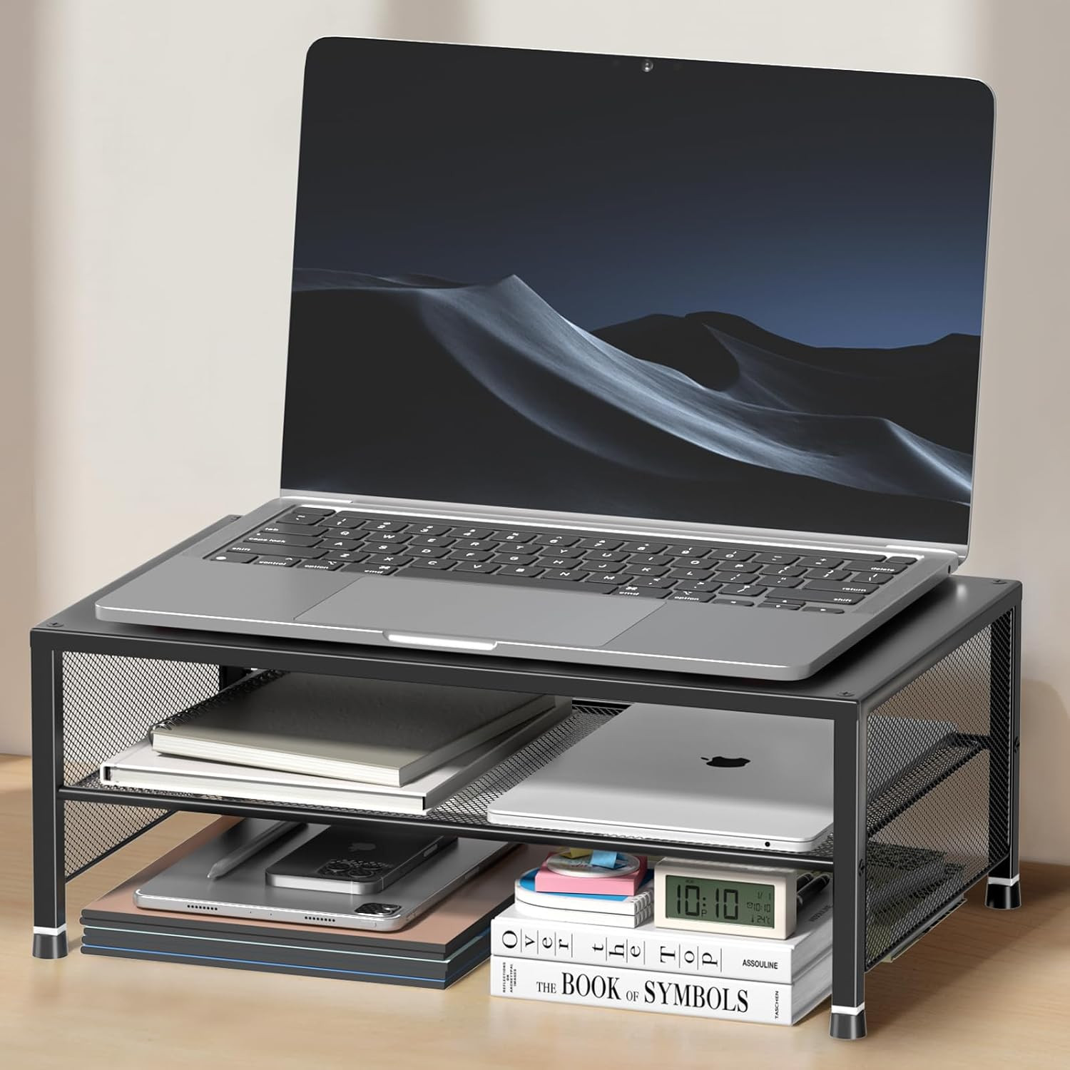 2-Tier Computer Monitor Stand Riser, Laptop Stand for Desk, Desk Organizer for O