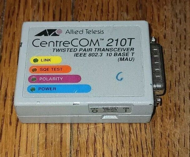 Allied Telesis CentreCOM 210T Twisted Pair Transceiver IEEE 802.3 At-210t Rev D