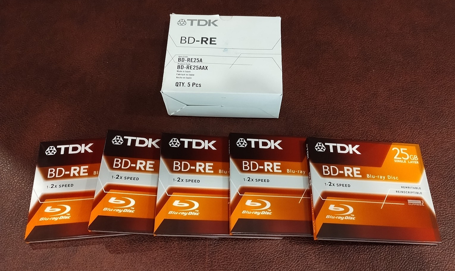 TDK BD-RE 25GB Rewritable Blu-ray Disc Made In Japan 26GB Box of 5