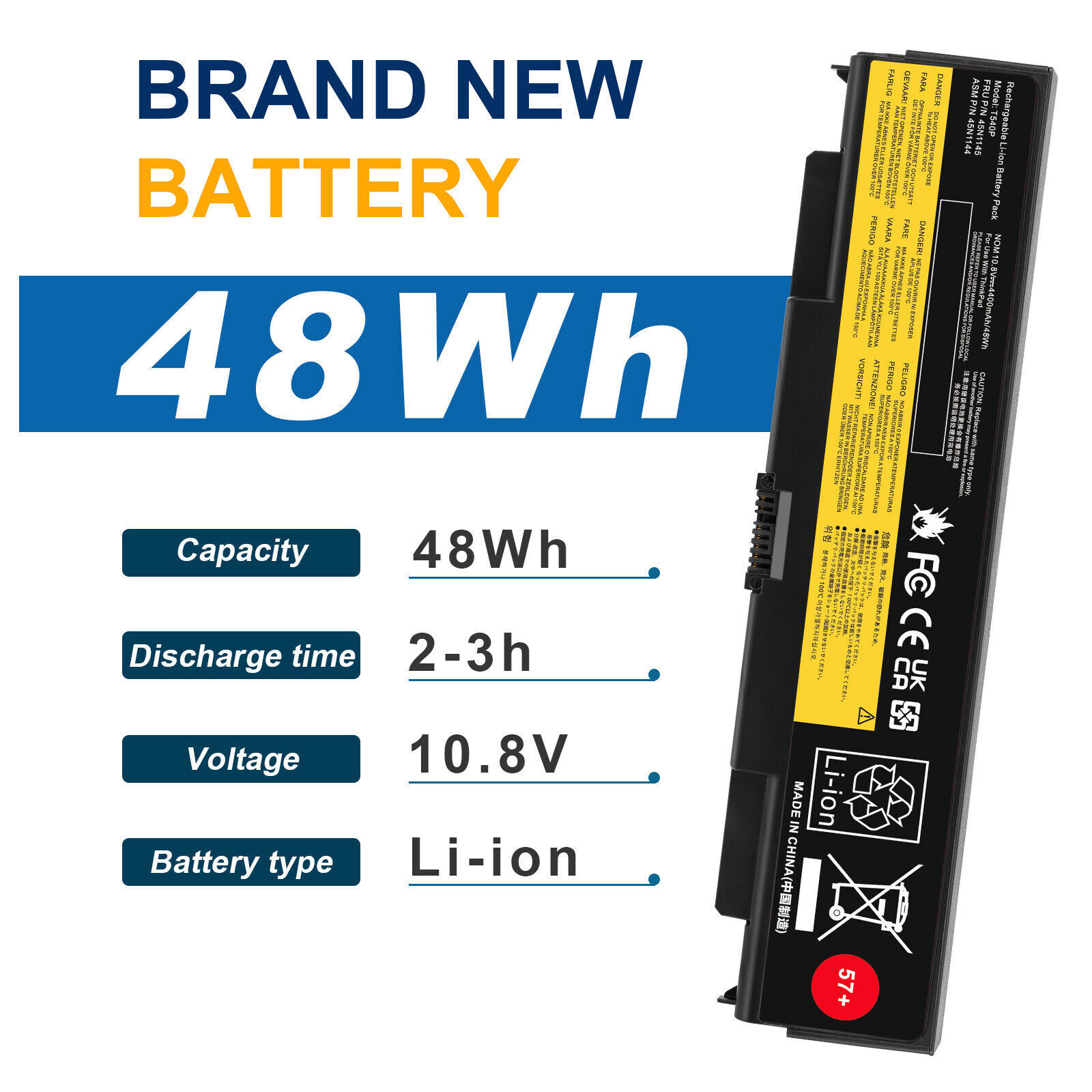 57++ 45N1152 Battery For Lenovo ThinkPad T440P T540P W540 W541 L440 L540 6/9Cell