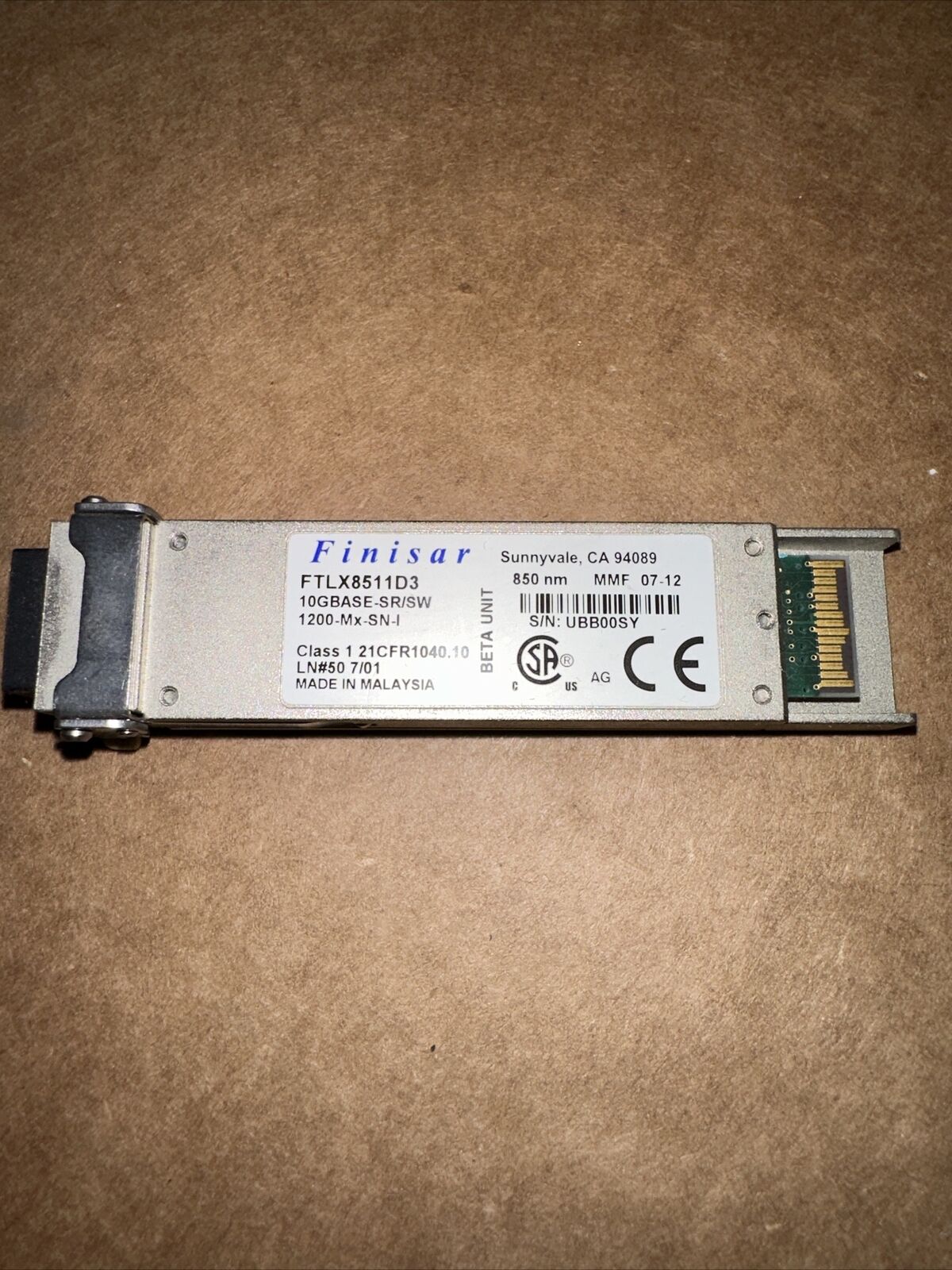 Finisar FTLX8511D3 Force10 GP-XFP-1S 10GBASE-SR/SW 850nm 10 Gb/s XFP transceiver