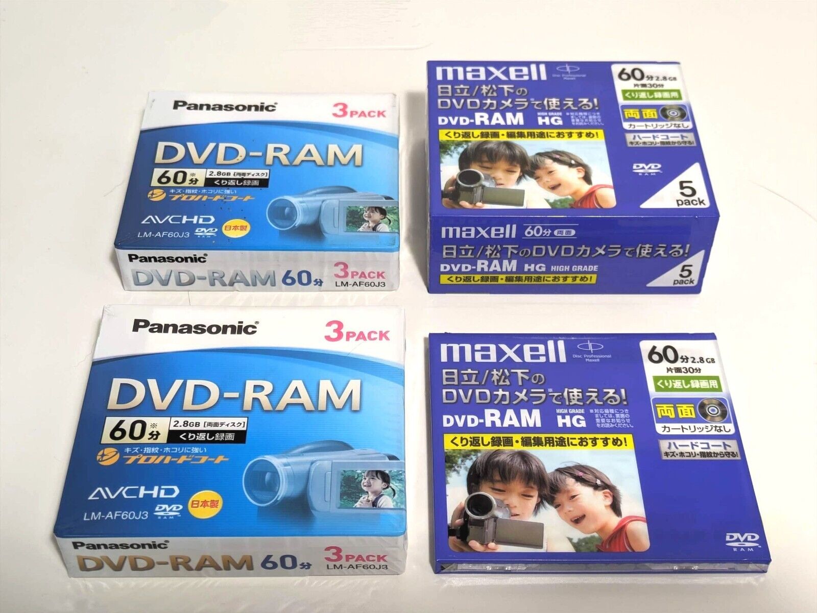 Lot of 12 Mini DVD-RAM 60min 2.8GB for Camcorder Double Sided Disc
