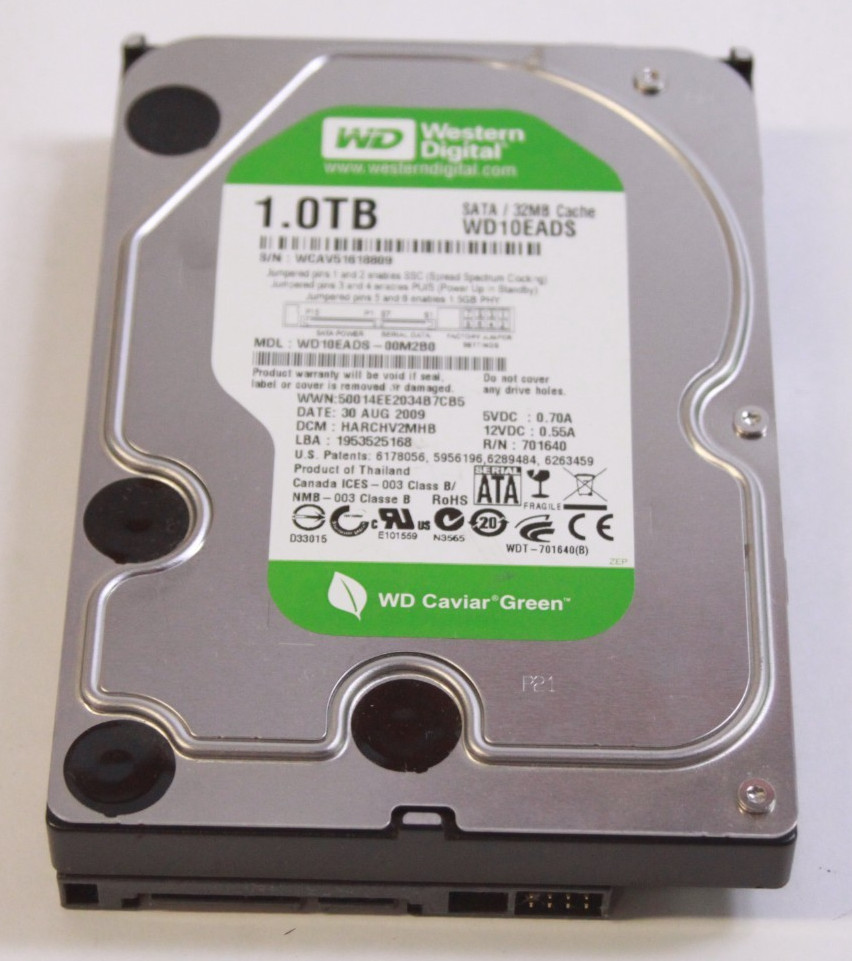 Western Digital 1-TB  SATA Hard Drive 3.5"  Caviar Green WD10EADS 32MB CACHE