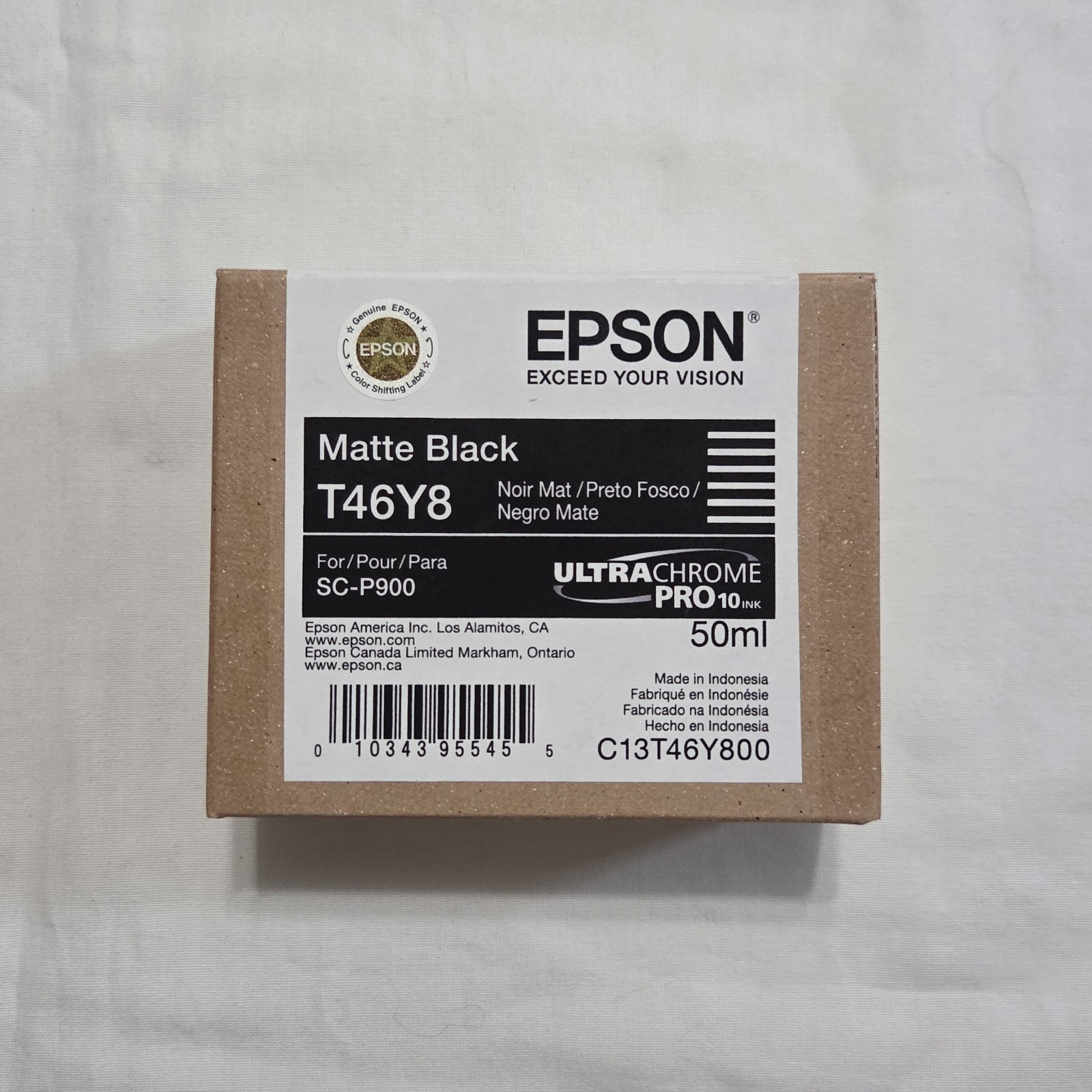 Genuine Epson T46Y8 50ML Matte Black Ink Cartridge SC-P900 Exp 04/2026 - New