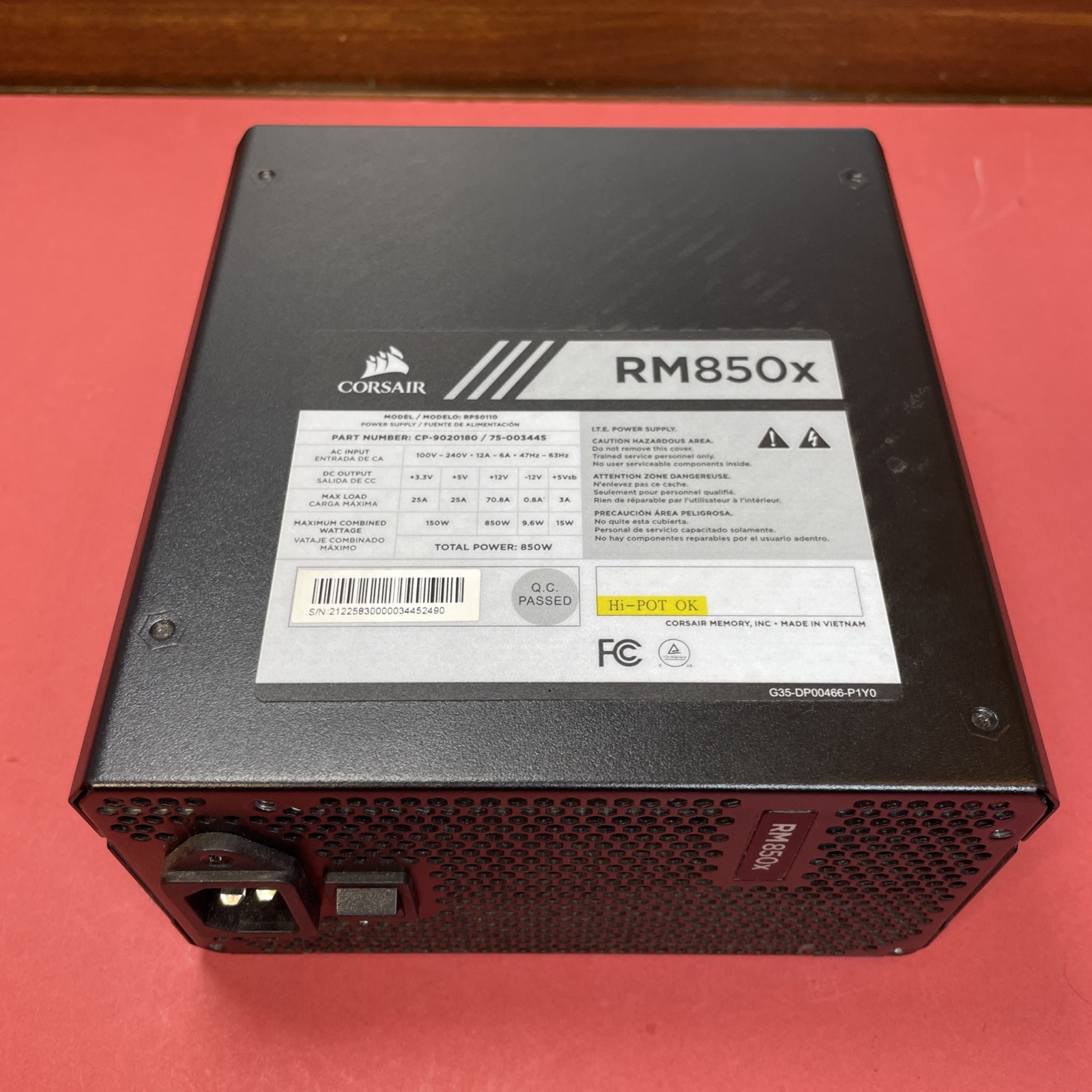 Corsair RM850x PSU  w/o Cables No Cord 850W Power Supply Tested Working