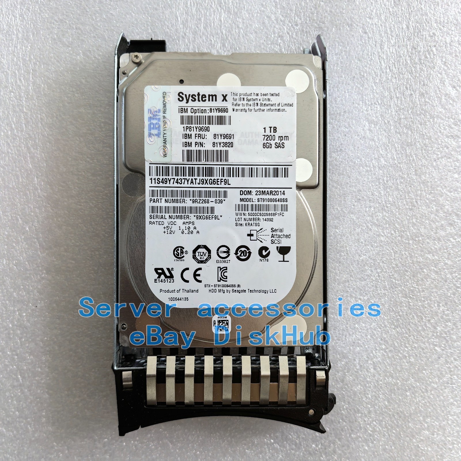 IBM / Lenovo 81Y9691 81Y3820 81Y9690 1TB 7.2K 6Gb/s 2.5'' SAS M4 Hard Disk Drive