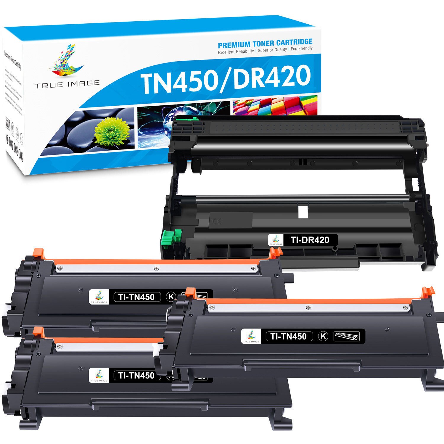 3PK TN450 & 1PK DR420 Toner Drum Combo for Brother HL-2270DW 2240 2280DW 7360N