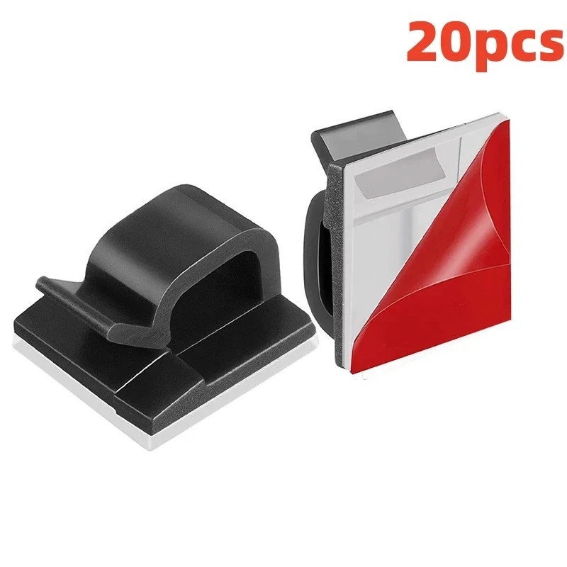 20Pcs  Adhesive Cable Clips Wire Management Cord Organizer Holder Clamp Clear
