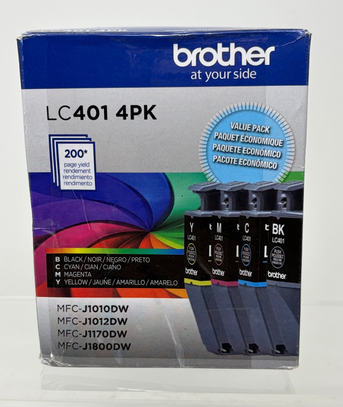 Brother Genuine LC401 4PK Black & Color Standard Yield Ink Cartridge Exp 11/2028