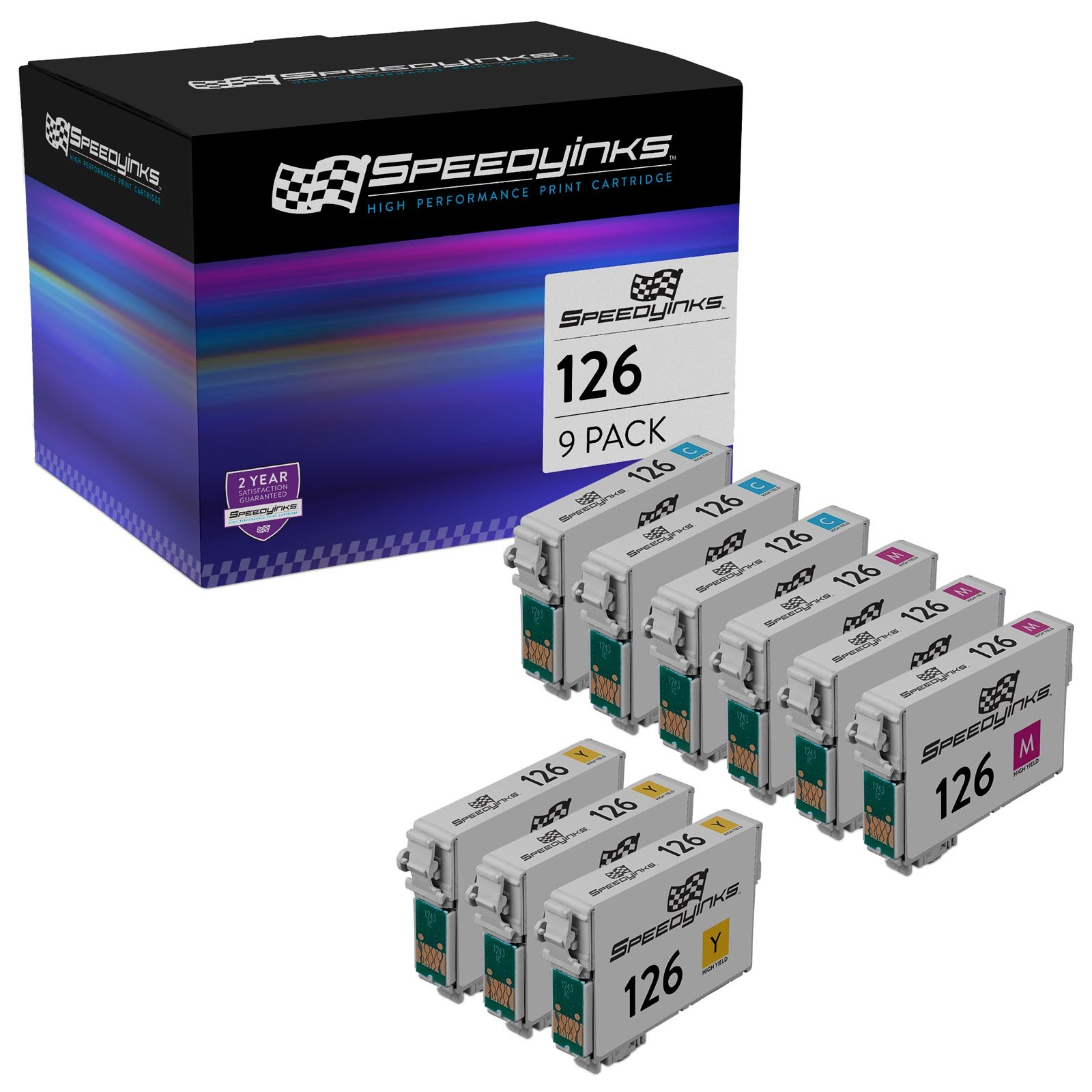 SI Replacement for Epson 126 Ink Cartridges HY Cyan Magenta Yellow 9pk