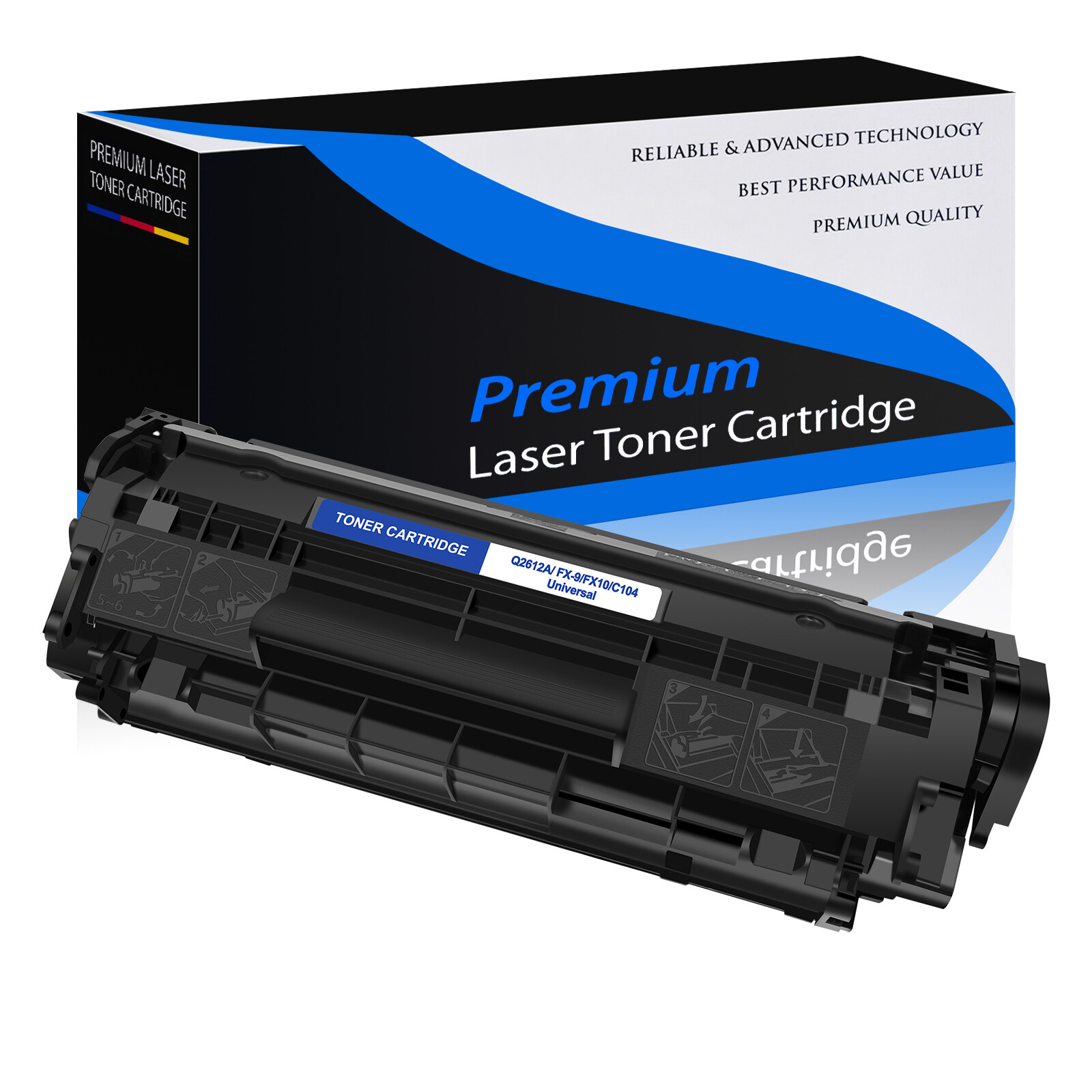 1PK Black High Yield Toner Cartridge Fit for HP Q2612A LaserJet 1012 3050 M1319f