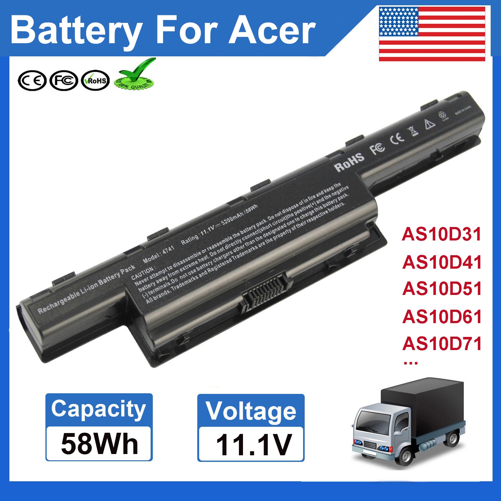 ✅NEW Battery for Acer Aspire 4551 4741 5741 7741 AS10D31 AS10D51 AS10D61 AS10D71