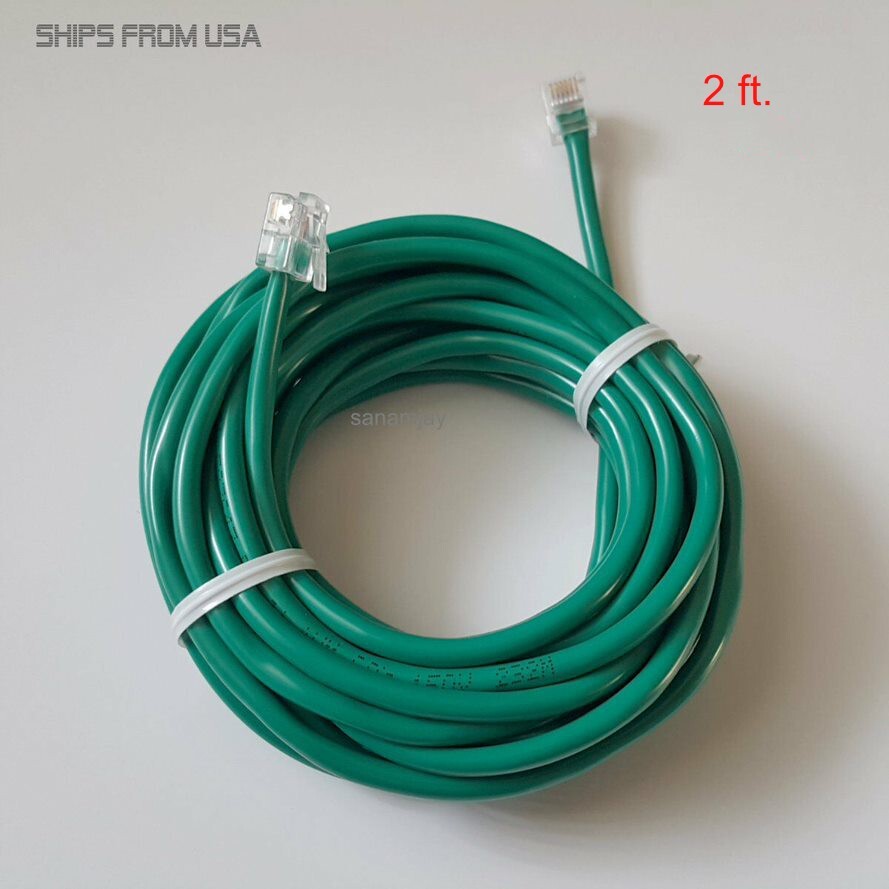 Lot of 3 - 2ft. RJ11 RJ12 CAT5e Green DSL Cable For Centurylink, At&T, etc