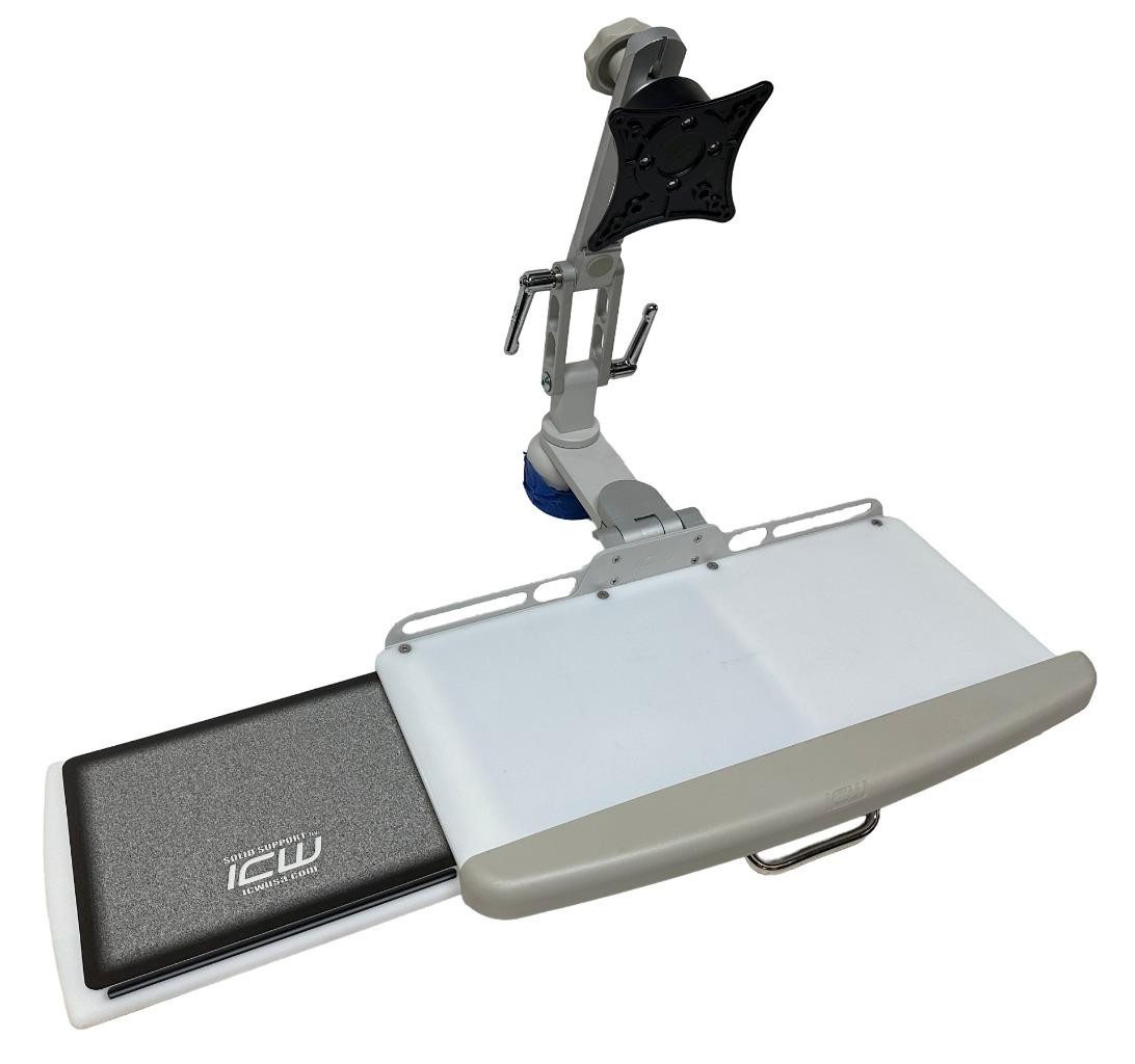 ICW USA Adjustable Medical Workstation Desk Mount Monitor Arm & Keyboard Tray