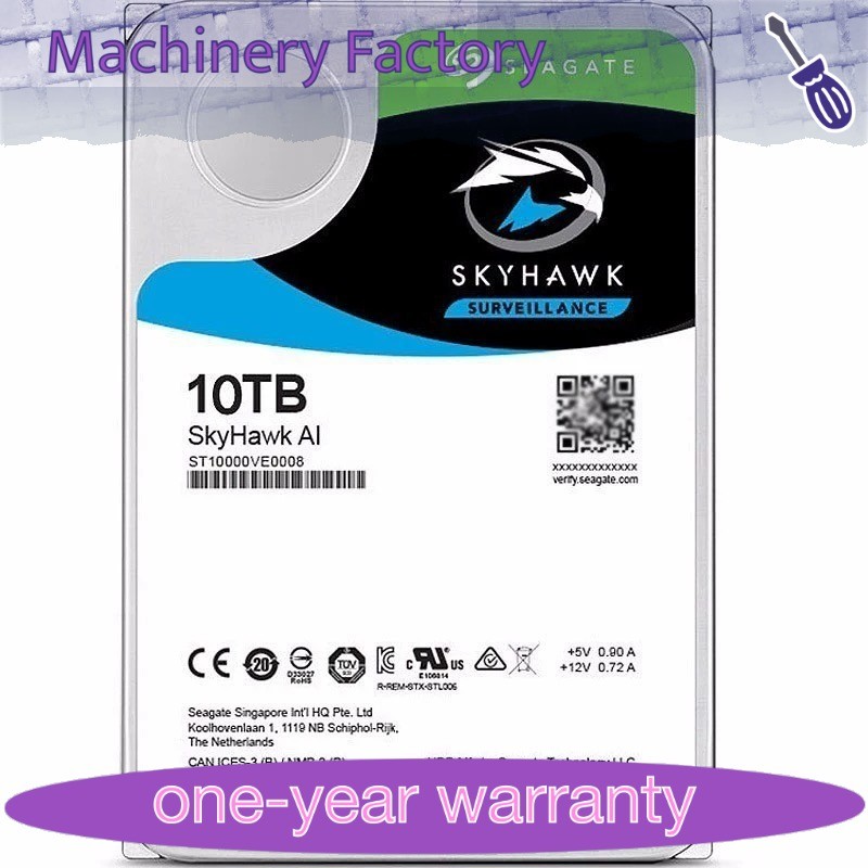 1PCS New Seagate ST10000VE0008 SkyHawk AI 10TB 7200RPM SATA 6Gb 3.5" 256MB Hard