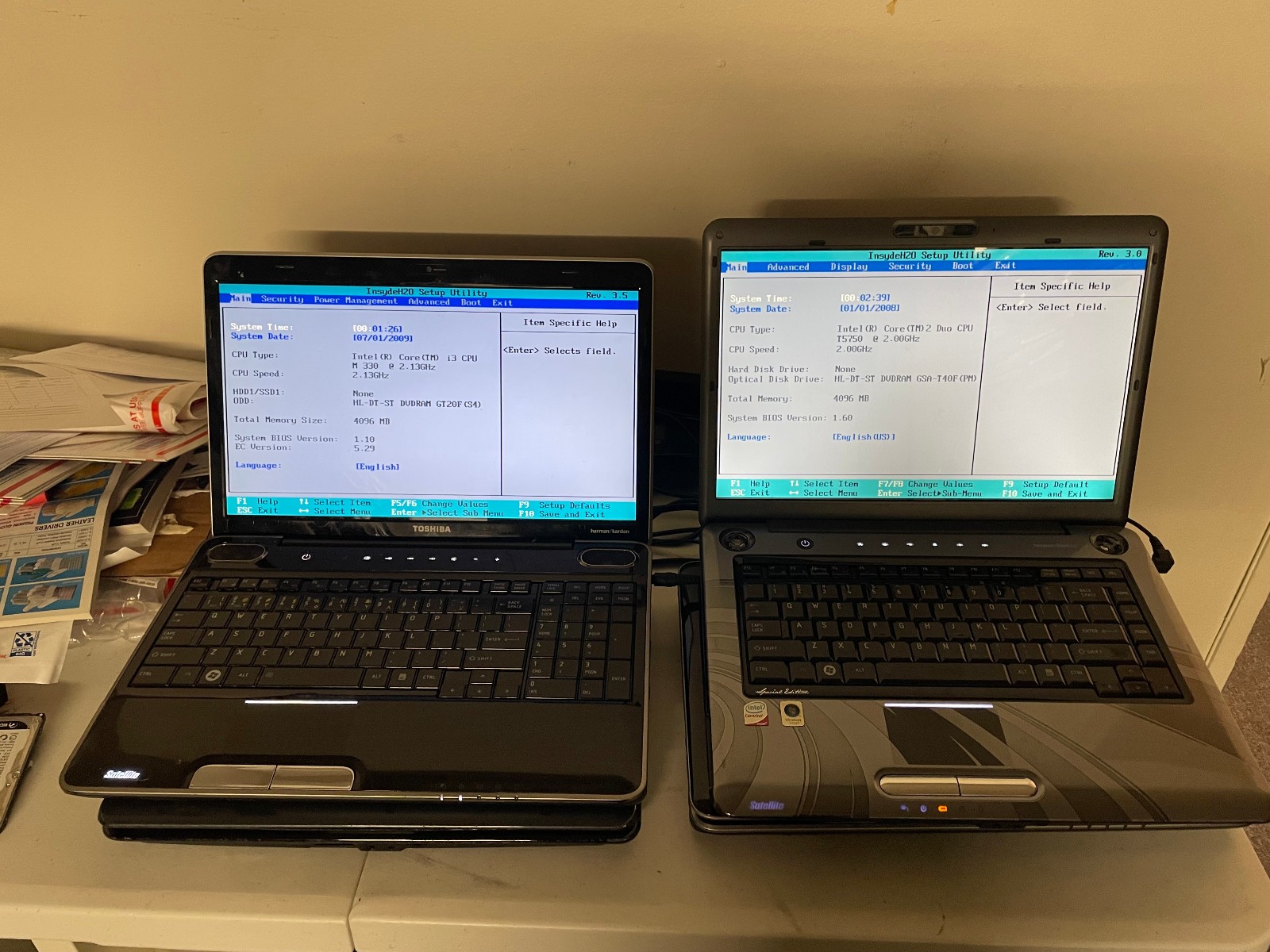 lot 4 Toshiba Satellite (2) A305, (2) A505 Laptops - Parts/Repair Wholesale