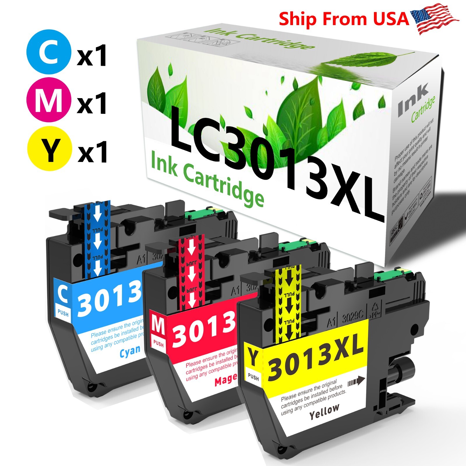 3PK Compatible Brother LC3013 Color Ink Cartridge for MFC-J491DW MFCJ497DW