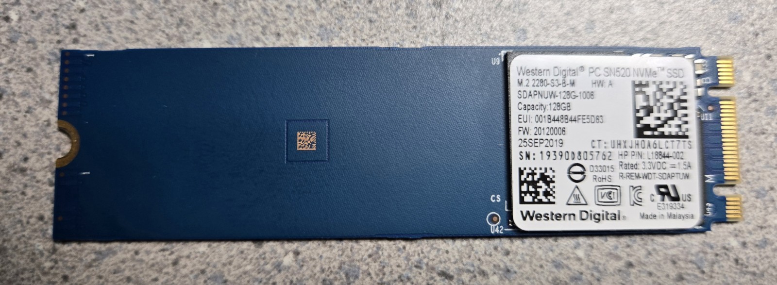WD PC SN520 NVMe 128GB TLC PCIe 3.0 M.2 SDAPNUW-128G-1006