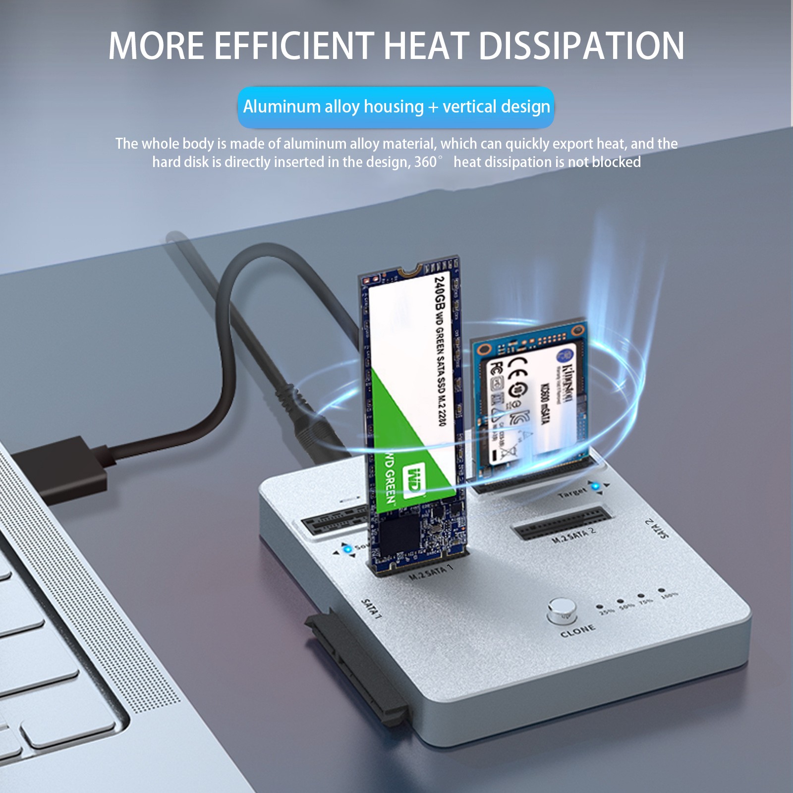 NVME/SATA 3-in-1 SSD Cloner Offline Clone M.2 Cloner fr M.2 NVME/SATA、mSATA、SATA