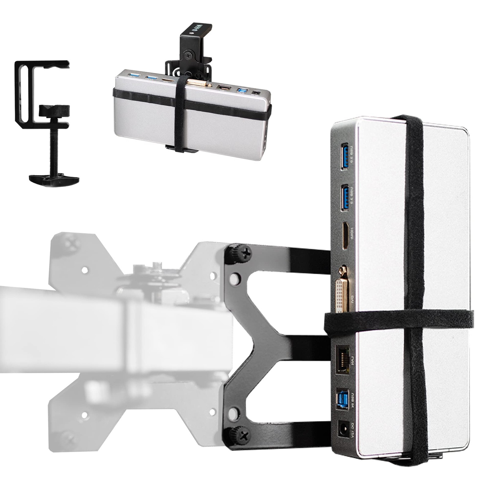 Universal Docking Station Mount for Workstation, Up to 10 in Wide