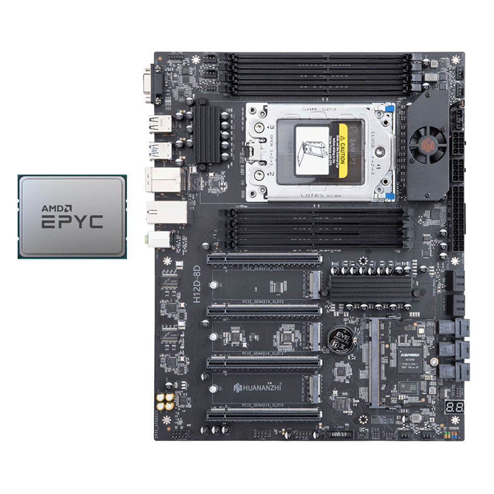 H12D-8D AMD EPYC 7002/7003 8-channel BMC DDR4 IPMI2.0 +AMD EPYC 7702P 64C128T