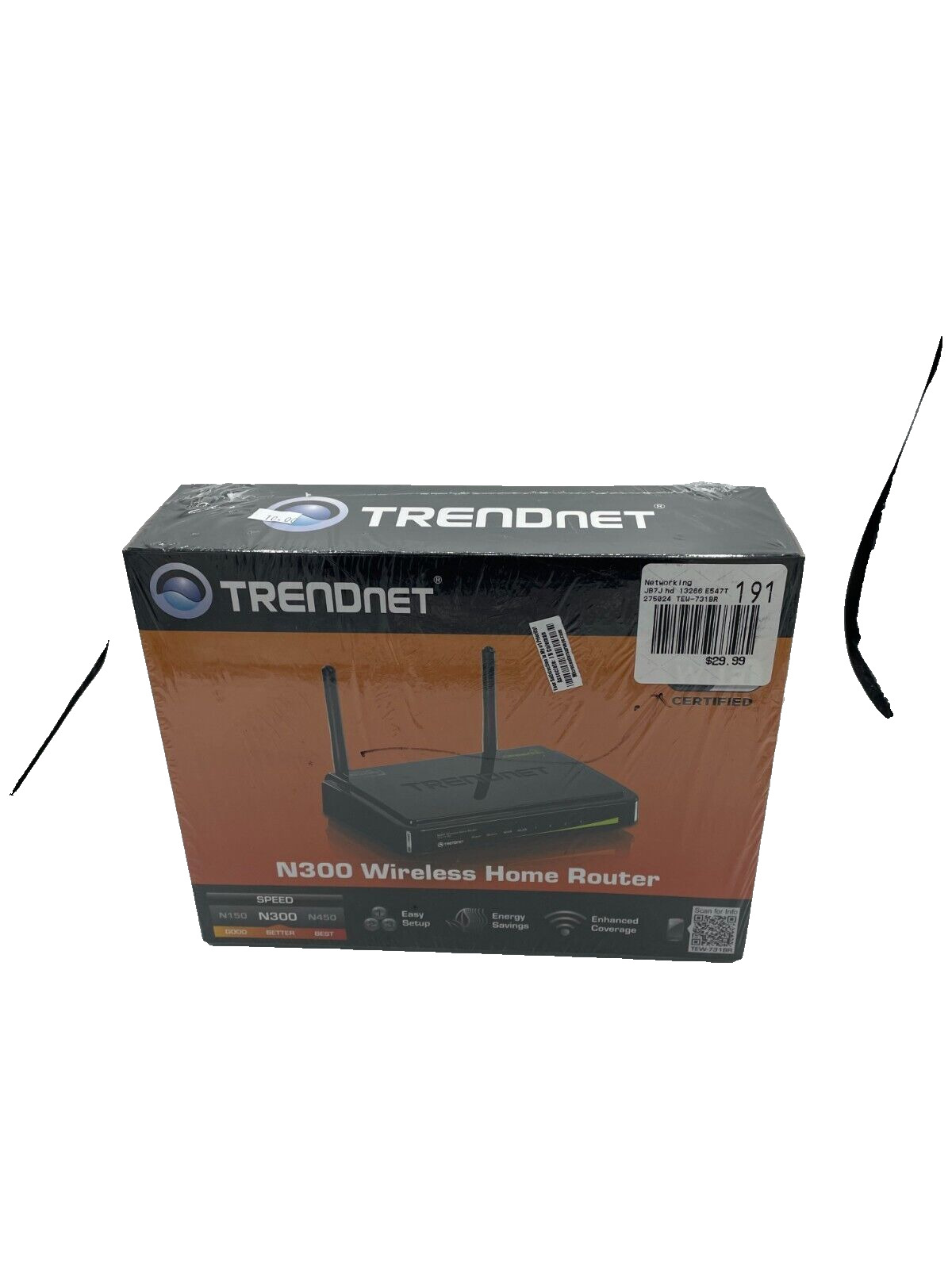 NEW IN BOX-TRENDnet TEW-731BR 4-Port Wireless 300Mbps Home Router - Black
