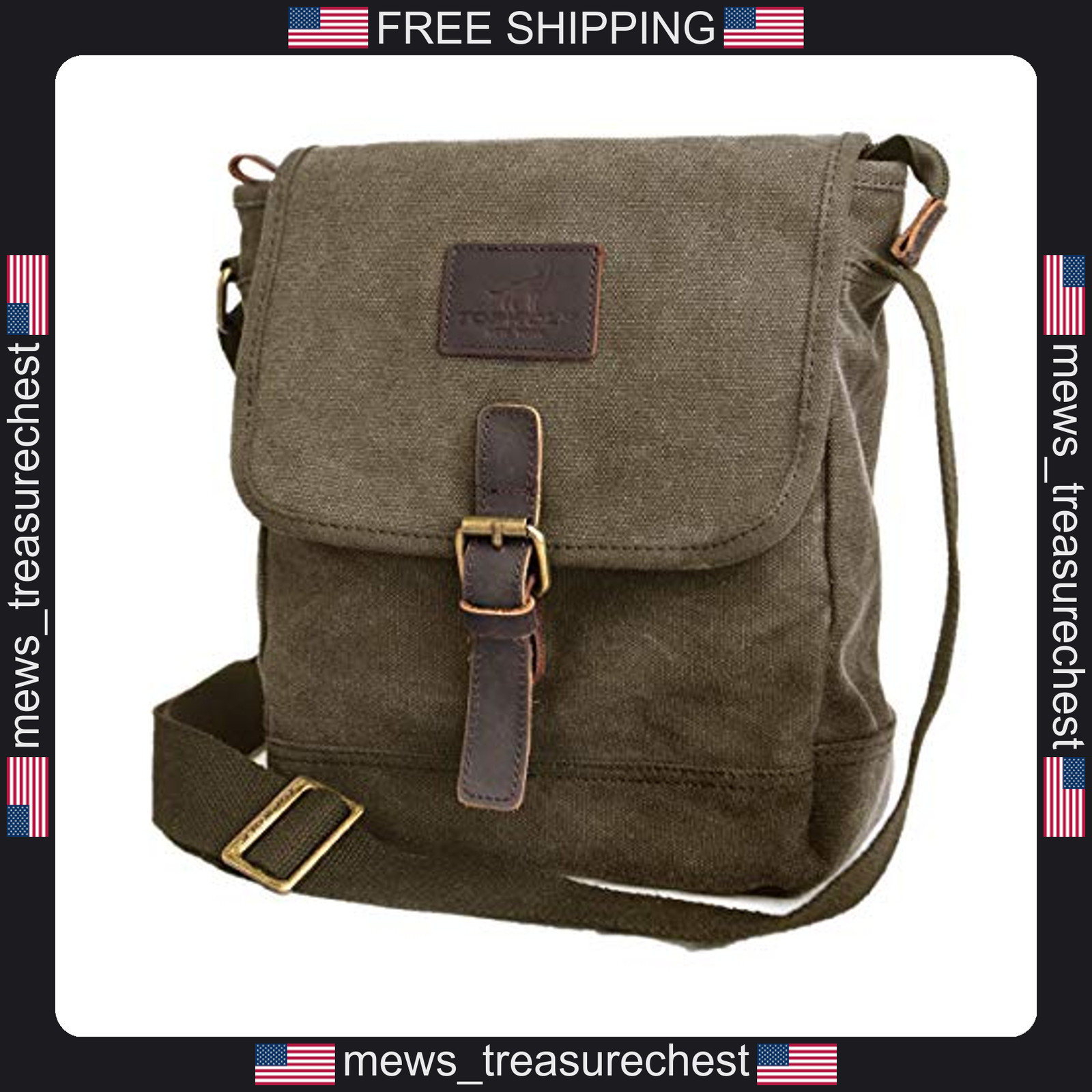 Canvas Messenger Bag Small Crossbody Bag for Travel and Work