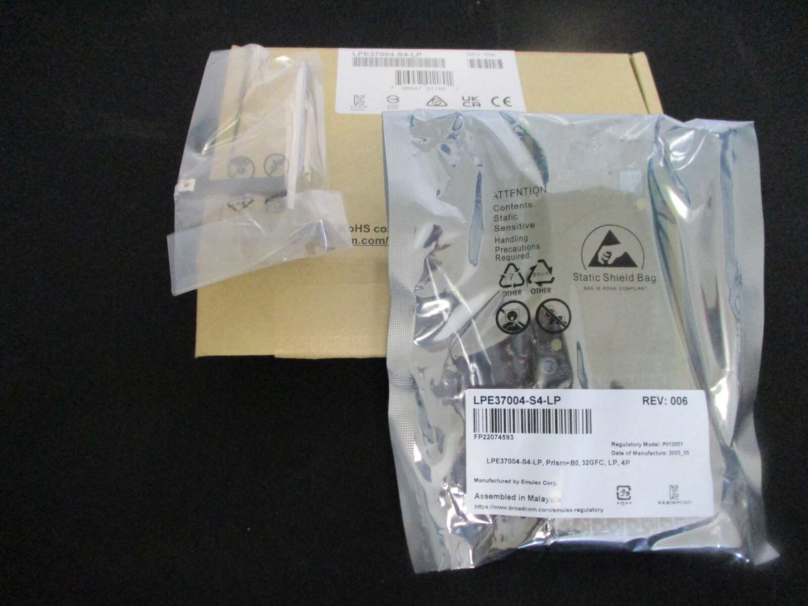 Emulex Broadcom LPE37004-S4-LP 4-Port 32G FC Network Card New sealed card w/sfp