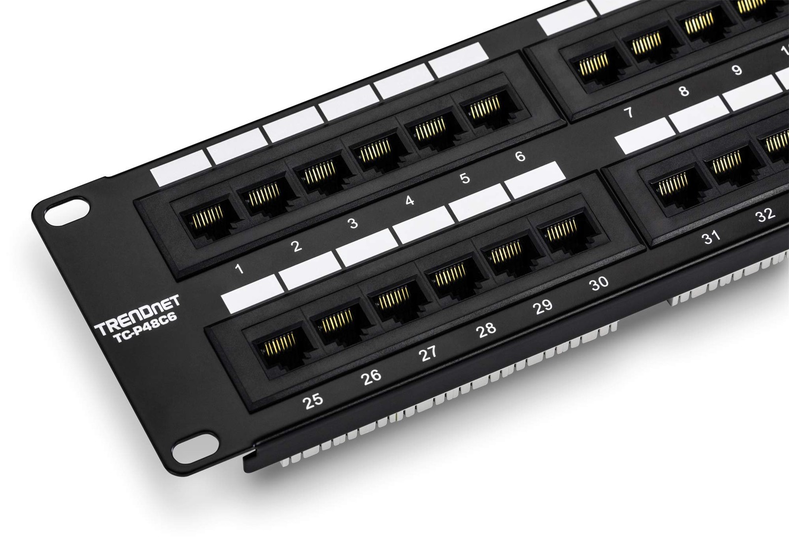 TRENDnet 48-Port Cat6 Unshielded Patch Panel, Wallmount or 48-Port, Black 