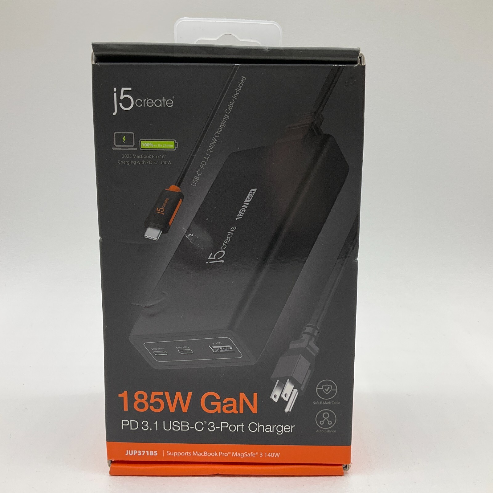 j5 Create 185W GaN PD 3.1 USB-C 3-Port Charging Dock NEW