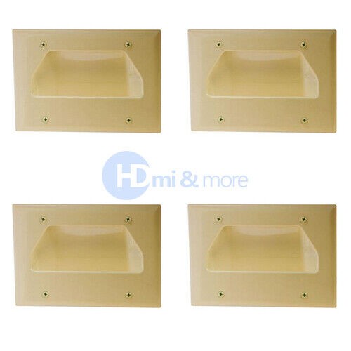 4x Wall Plate 3 Triple Gang Recessed Low Voltage Cable Decorative Lite Almond