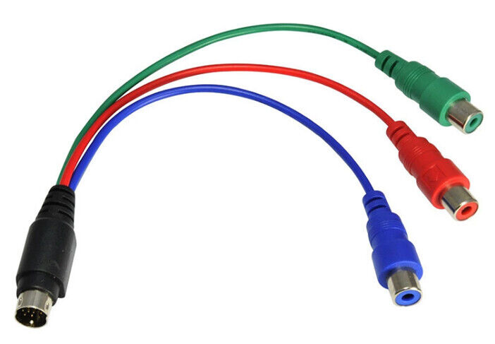 Mini DIN 7-Pin to 3-RCA RGB Component Adapter Converter