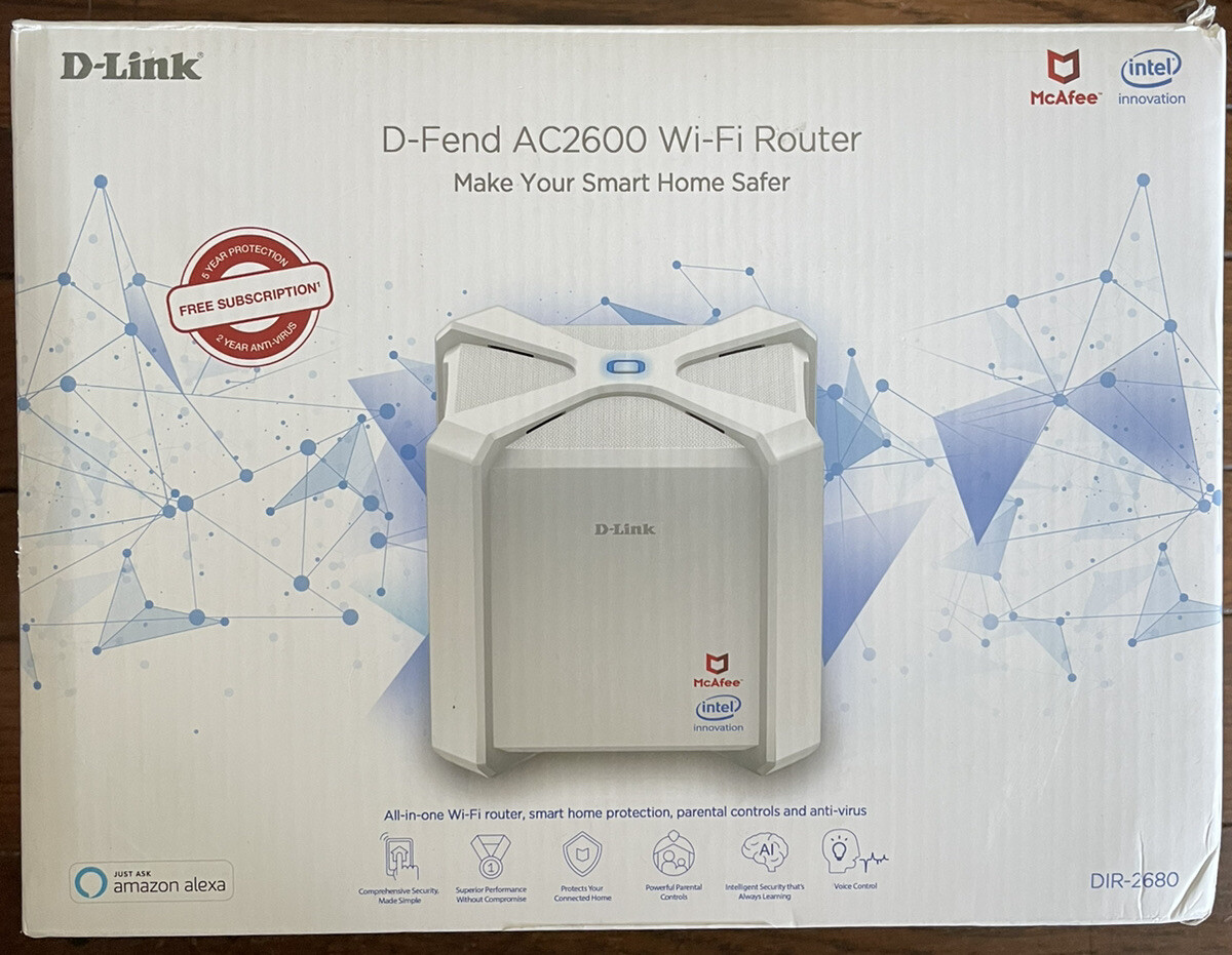 D-Link D-Fend 802.11ac Ethernet Wireless Router DIR-2680-US-W Dual Band