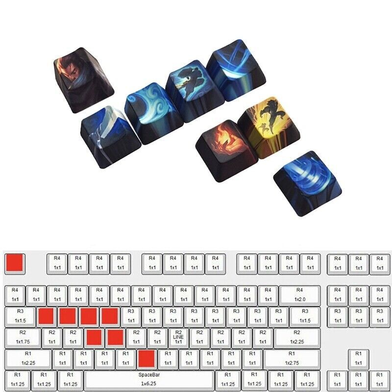 League of Legends Hero Skills&Summoner Spell Icon Keycaps For Keyboard 8Pcs/Set