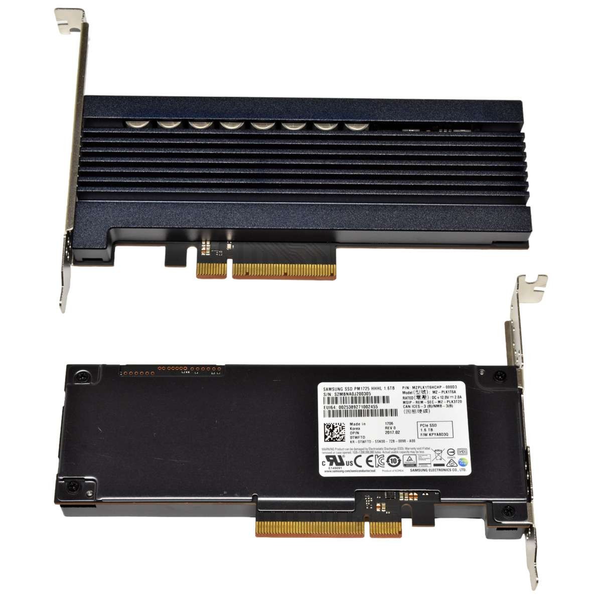 Samsung PM1725 MZ-PLK1T6A MZPLK1T6HCHP-000DD3 1.6TB NVMe SSD PCIe3.0 x8 HHHL FP