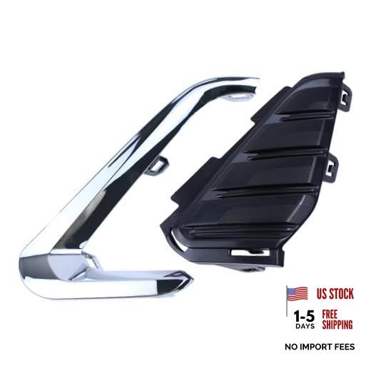 Front Driver Side Fog Light Cover Bezel and Molding Insert Chrome for GMC