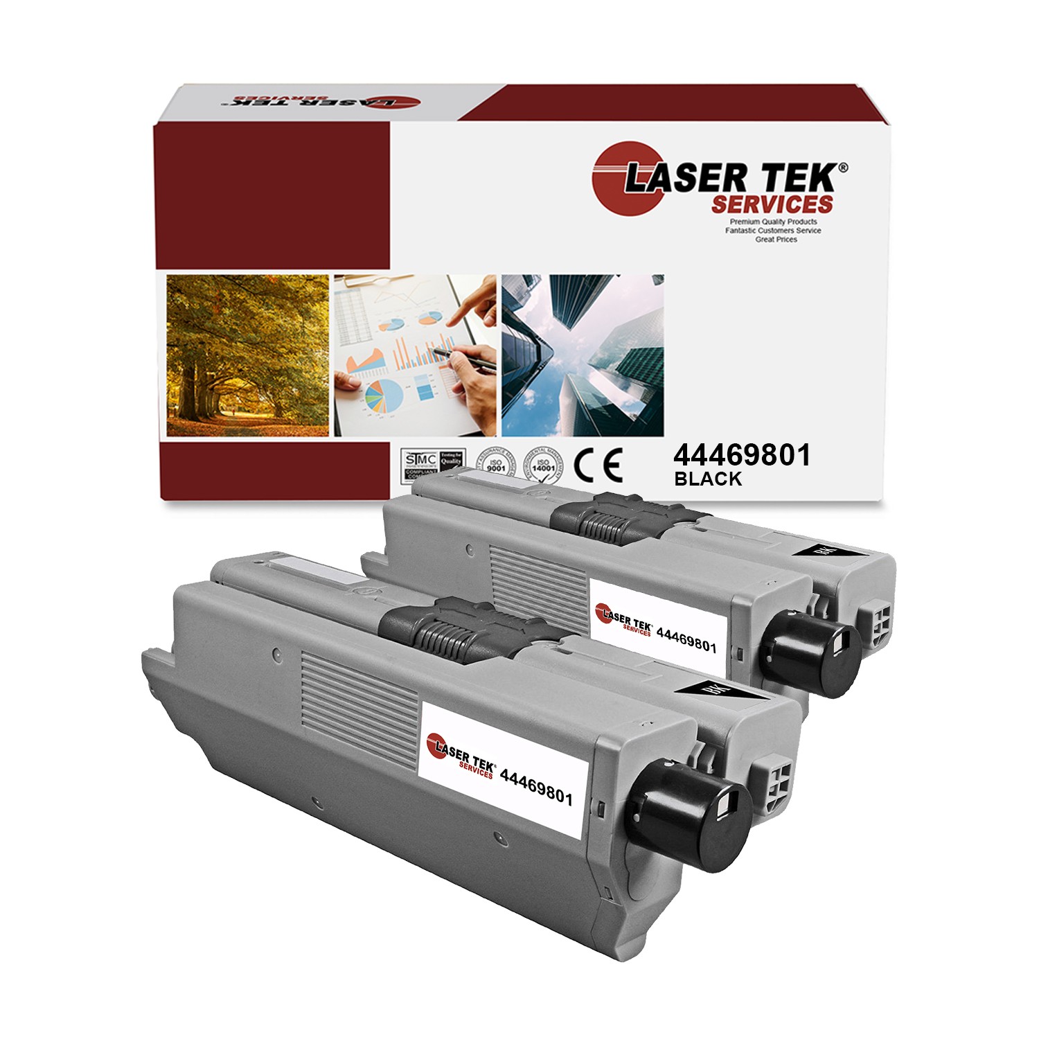 2Pk LTS C310 44469801 Black  Compatible for Okidata C310dn C330dn C331dn Toner