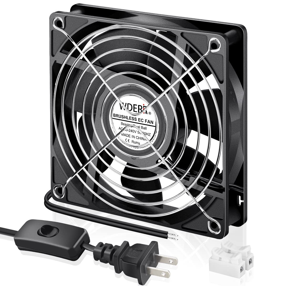 EC Axial Fan AC 110v 120v 220v 240v Ball Bearing High Airflow for 120mm x 38mm