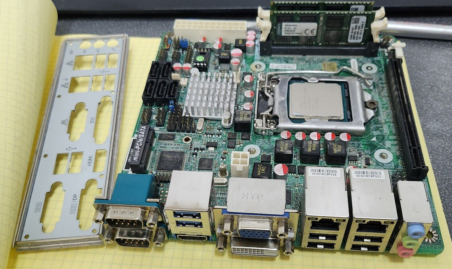 Jetway NF9J-Q87 IPC Motherboard w/16GB Memory, i7-4770 SR183 2.3Ghz CPU & I/O