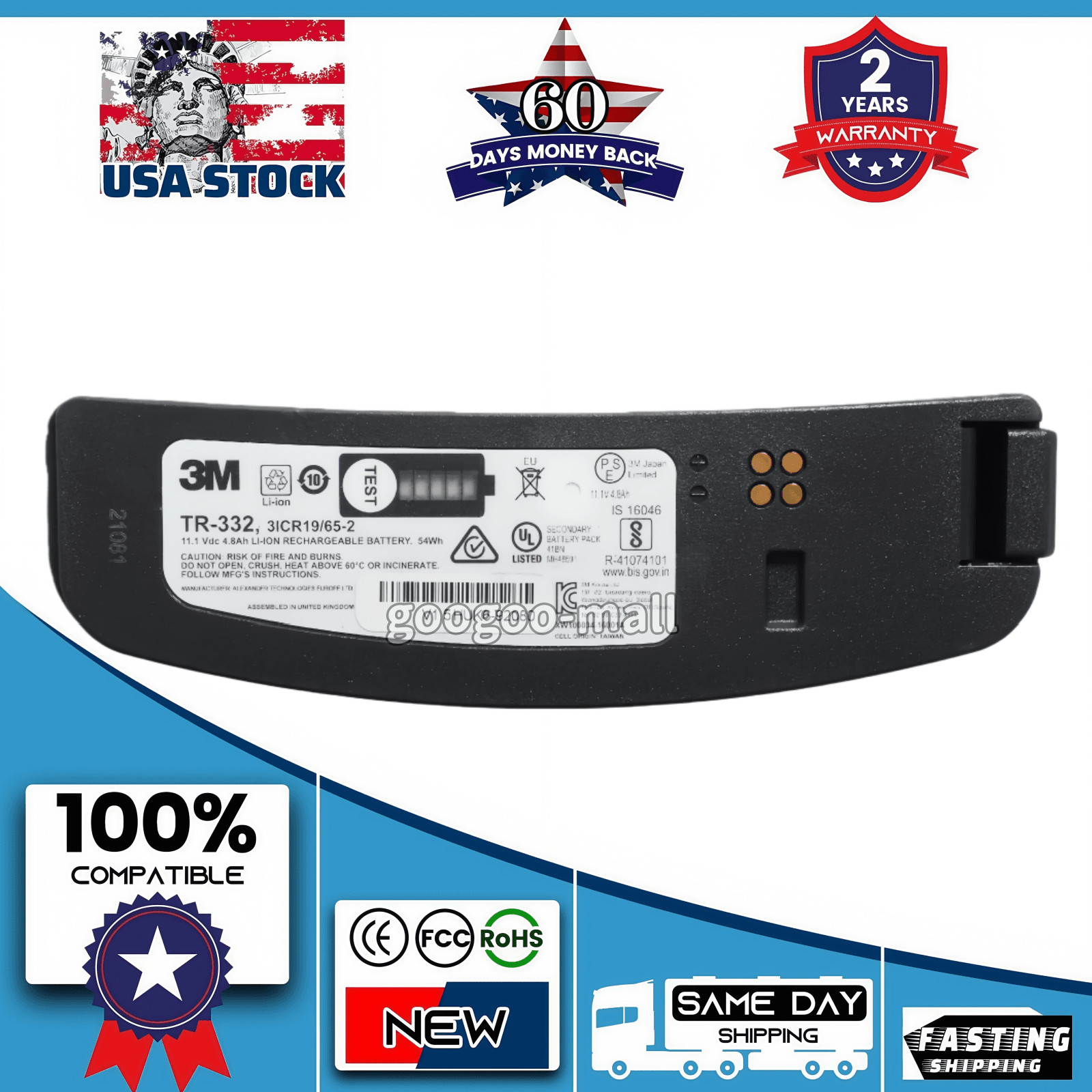 New Genuine TR332 TR-332 Battery for 3M Versaflo TR-300 PAPR TR-300N+ TR-301N