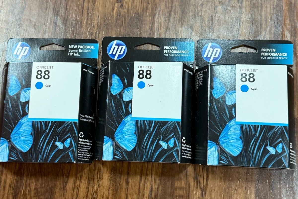 HP Officejet 88 Cyan 3 Packs New In Box C9386AN