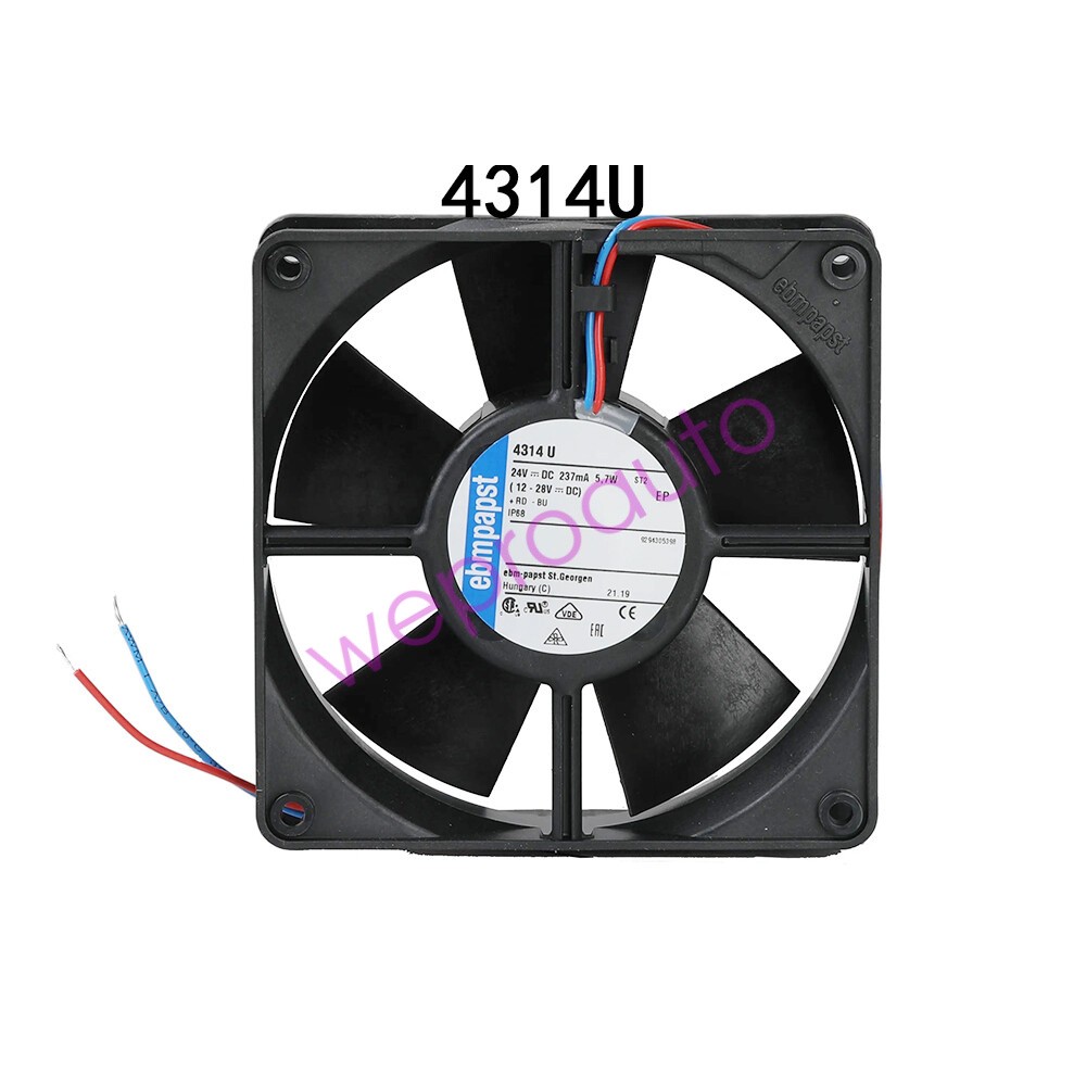 New Ebmpaps Axial fan 4314U 120*120*32MM 24VDC 5.7W 2800RPM IP68 Quiet radiator