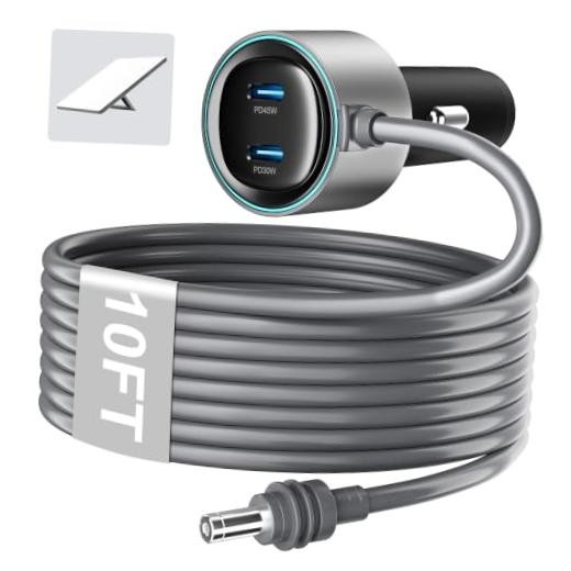 Starlink Mini Car Adapter, Dual USB-C PD 45W+30W, 12V-24V DC, 10FT Cable