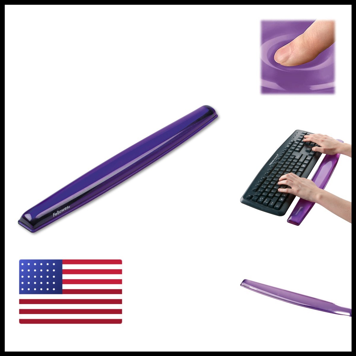 Fellowes Crystals Gel Keyboard Wrist Rest Purple 91437